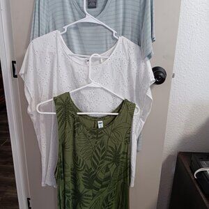 Lot of Three Womens Summer Tops XLG Green, White, Stripes Old Navy